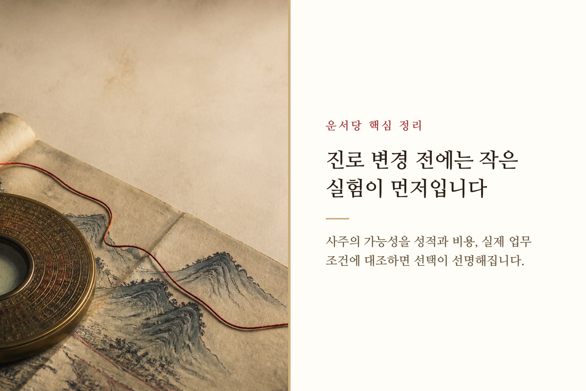 여러 진로 방향을 가리키는 나침반과 열린 길을 표현한 이미지