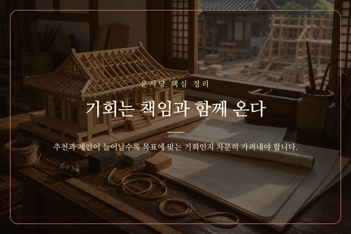 여러 갈래의 제안 가운데 적합한 방향을 선택하는 나침반 이미지 카드