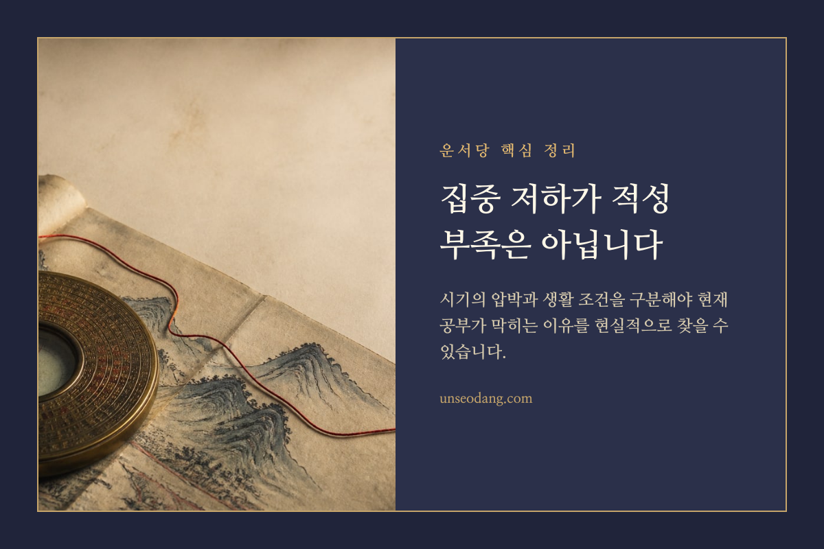 공부 방향을 다시 점검하는 나침반과 갈림길을 담은 이미지
