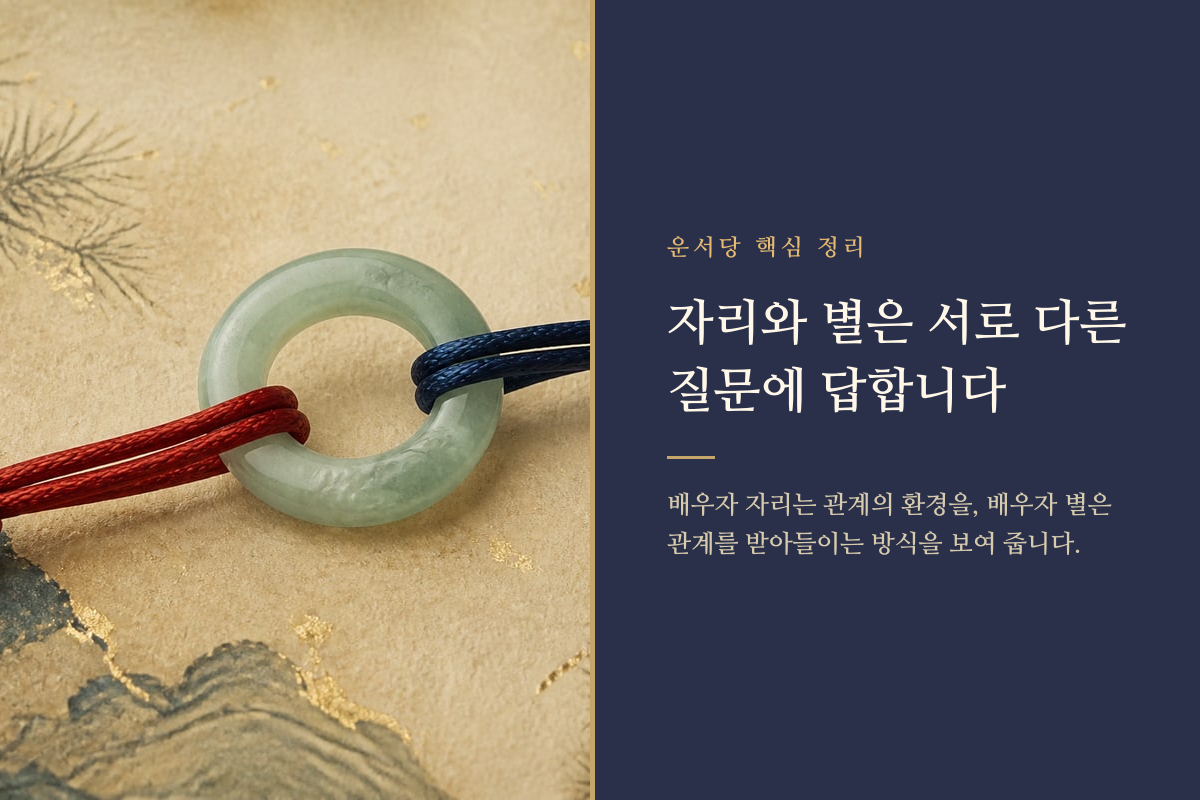배우자 자리와 배우자 별의 차이를 두 영역으로 나누어 설명한 이미지