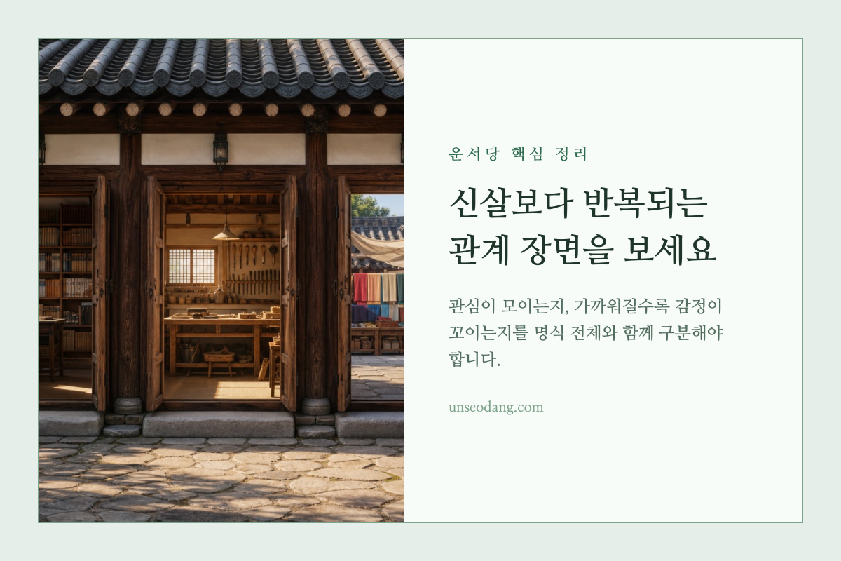 여러 관계의 갈림길에서 자신의 반복되는 관계 패턴을 살피는 이미지