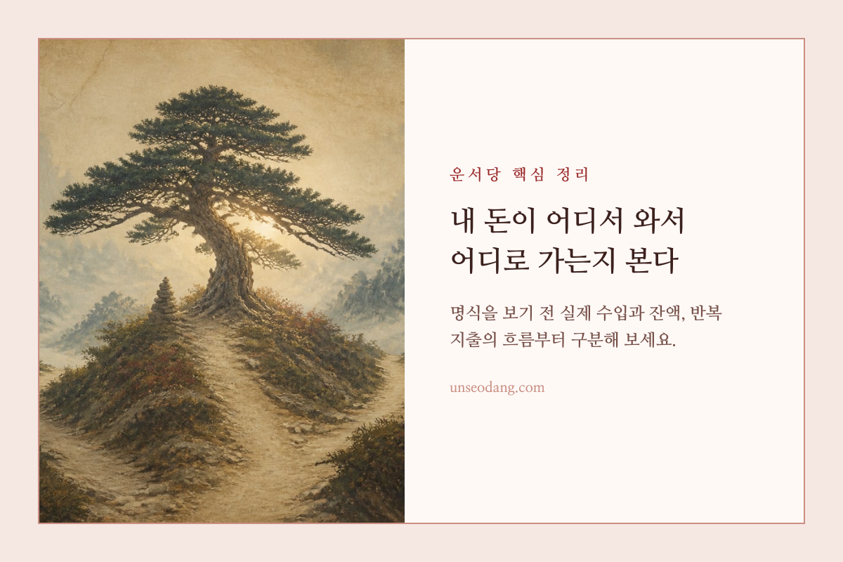 개인의 수입과 저축과 지출 방향을 살펴보는 재물운 점검 카드