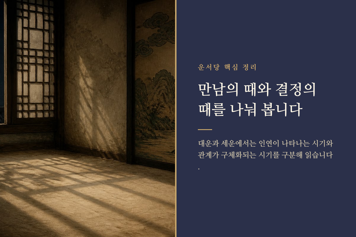 달의 흐름을 따라 만남과 결혼 결정 시점이 나뉘어 표시된 이미지