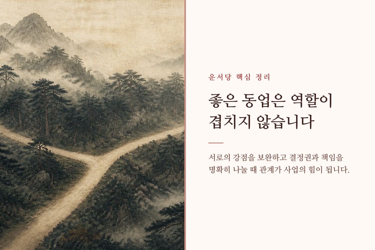 서로 다른 역할을 연결하는 두 사람의 사업 관계와 매듭 이미지