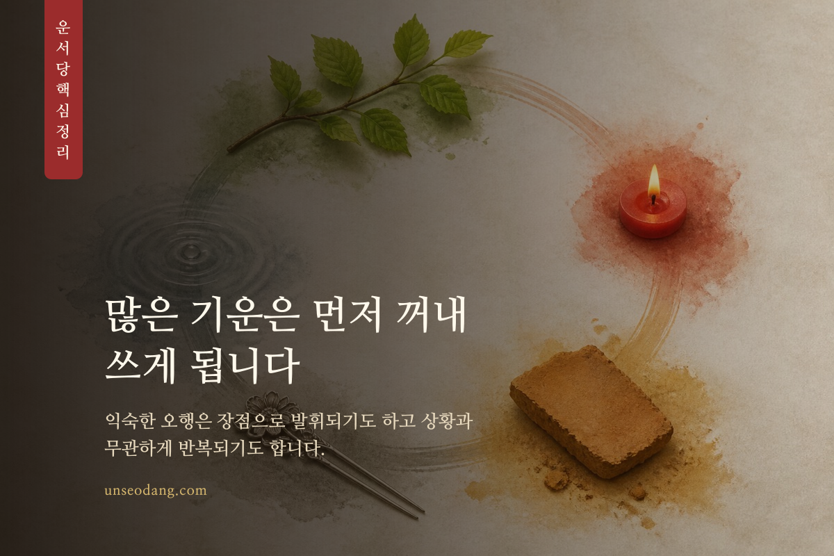 다섯 오행 가운데 한 요소가 크게 강조된 균형 도식