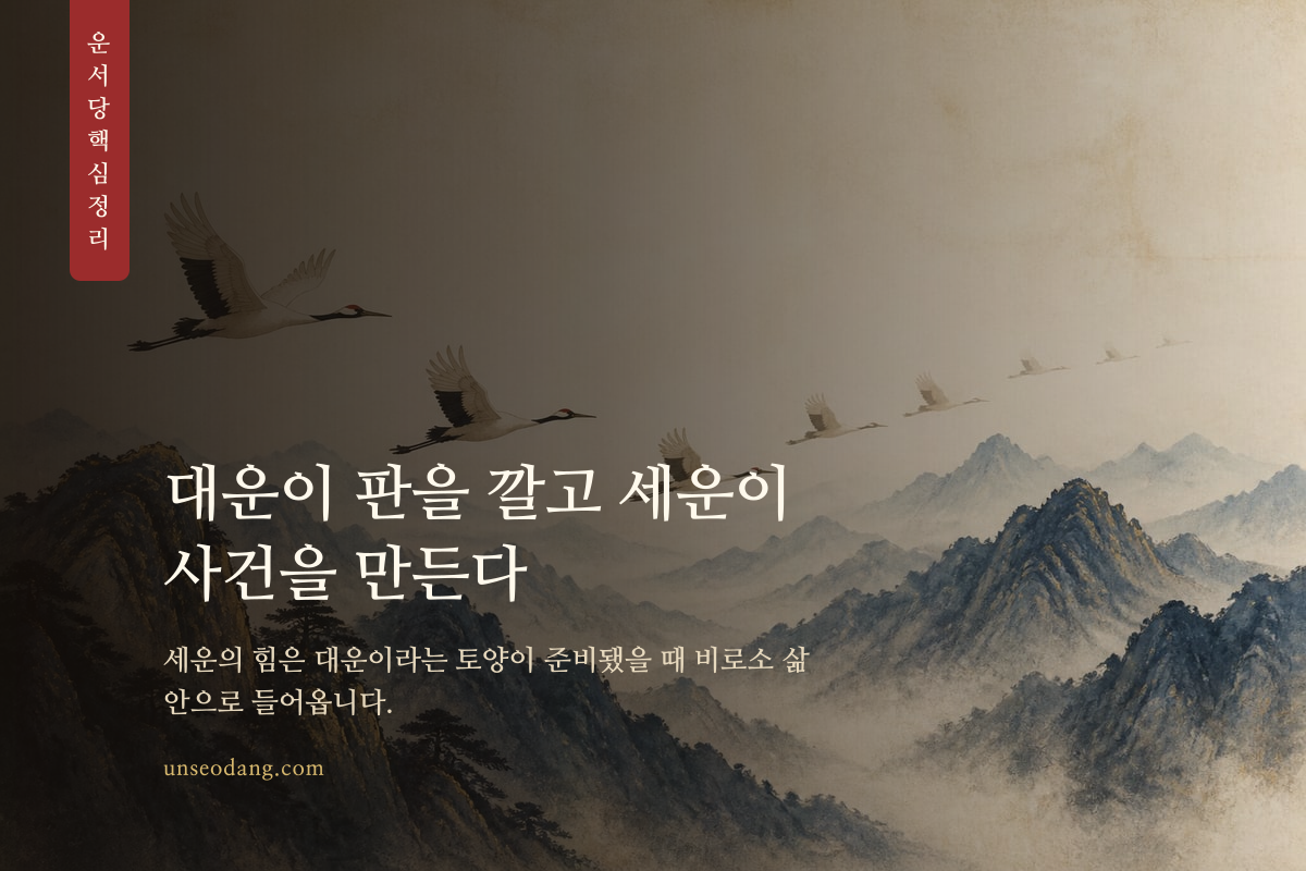 대운과 세운의 관계를 보여주는 흐름 이미지