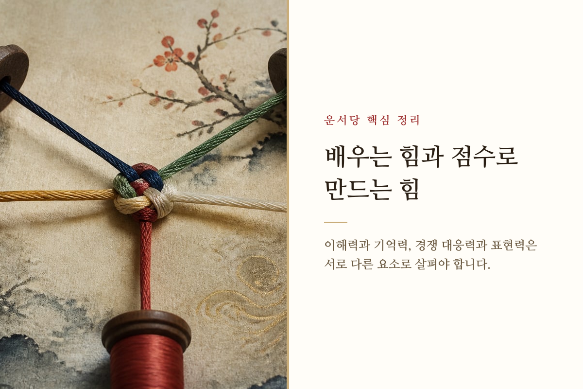 학습 능력과 시험 실전 능력을 나누어 보여주는 사주 개념 카드