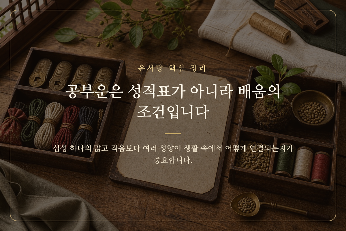 저울 위에 지식 흡수, 표현, 규칙, 목표가 균형 있게 놓인 학습 기질 이미지