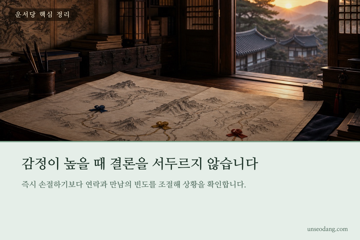 갈림길 앞에서 잠시 멈춰 방향을 살피는 나침반 이미지