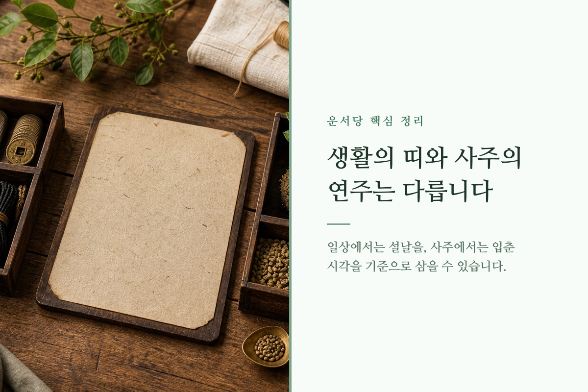 설날 달력과 입춘 절기표를 좌우로 비교한 이미지