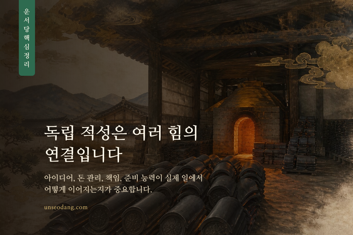 사업에 필요한 여러 요소가 작업대 위에서 연결되는 이미지